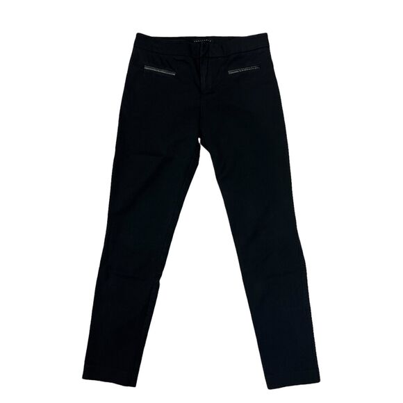 Sanctuary Pants Womens M/L Medium Large Black City Peg Twill Faux Leather Slim - Picture 1 of 11